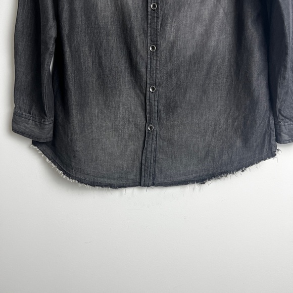 Hippie Laundry Dark Gray Embroidered Cotton Western Rodeo Button Down Shirt Sz M - Picture 5 of 9